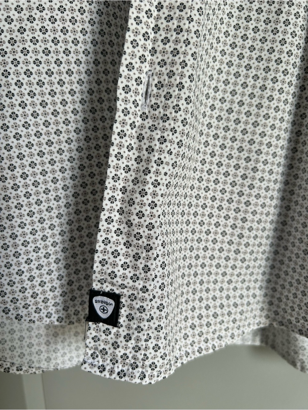 Strellson Men's White Shirt with Black Micro Floral Print